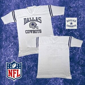 Logo 7 Womens Vintage Dallas‎ Cowboys V-Neck Jersey White Large